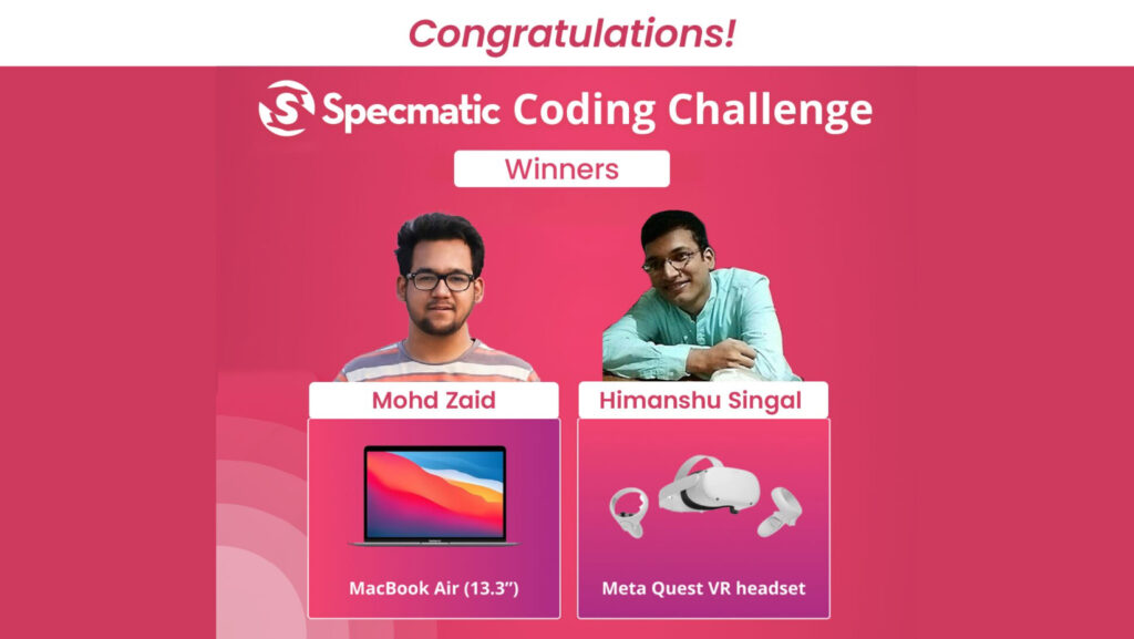 specmatic challenge winners announced