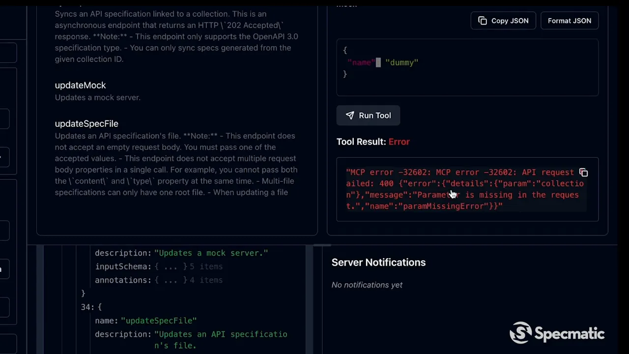 Error from update mock revealing schema drift
