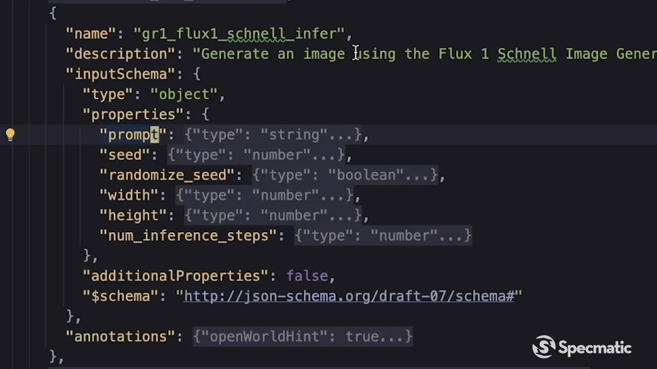 Tool schema showing missing 'required' field for prompt