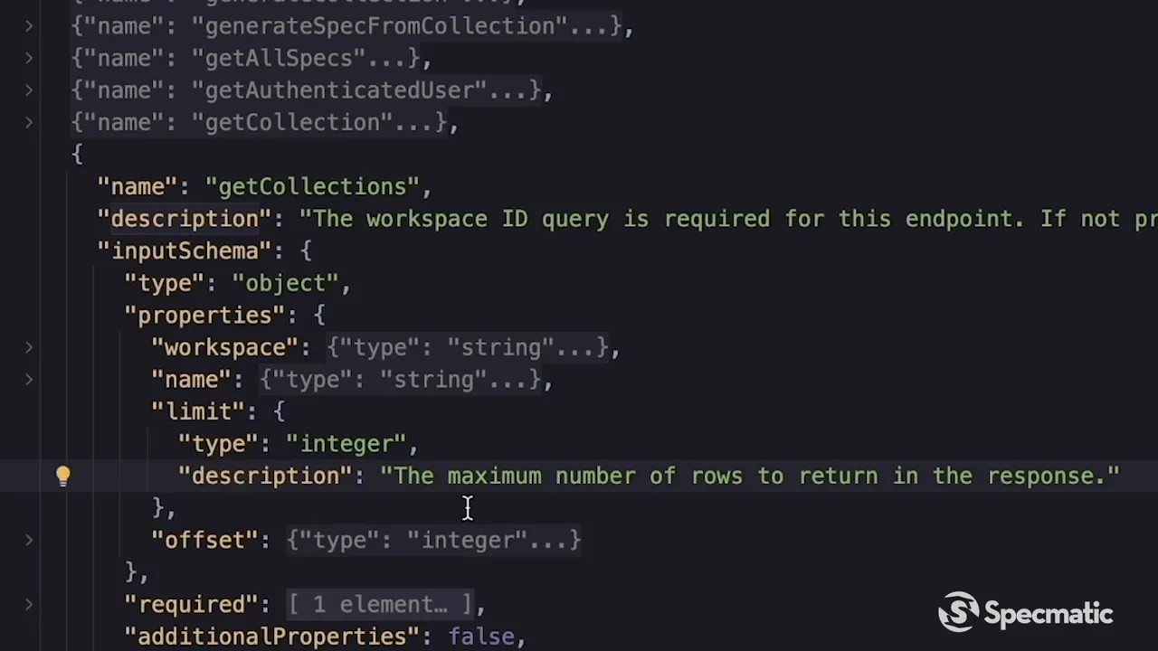Get collections input schema showing type integer but no maximum constraint