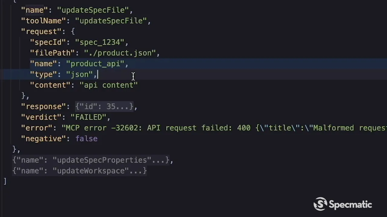 Input schema for update spec file tool missing oneOf operator